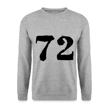 72 Zahl Trikot - Unisex Pullover - Weißgrau meliert - Vorne - Alina (178cm) & Michal (187cm)