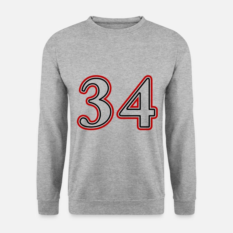 34 Zahl nummer - Unisex Pullover - Weißgrau meliert