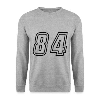 84 Zahl nummer - Unisex Pullover - Weißgrau meliert - Vorne - Alina (178cm) & Michal (187cm)