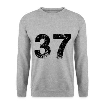 Maillot numéro 37 - Sweat-shirt Unisexe - gris chiné - Devant - Alina (178cm) & Michal (187cm)
