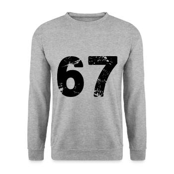 67 Number jersey - Unisex Sweatshirt - salt & pepper - Front - Alina (178cm) & Michal (187cm)