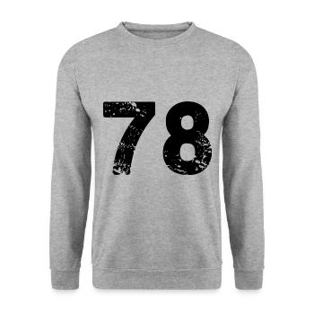 Maillot numéro 78 - Sweat-shirt Unisexe - gris chiné - Devant - Alina (178cm) & Michal (187cm)