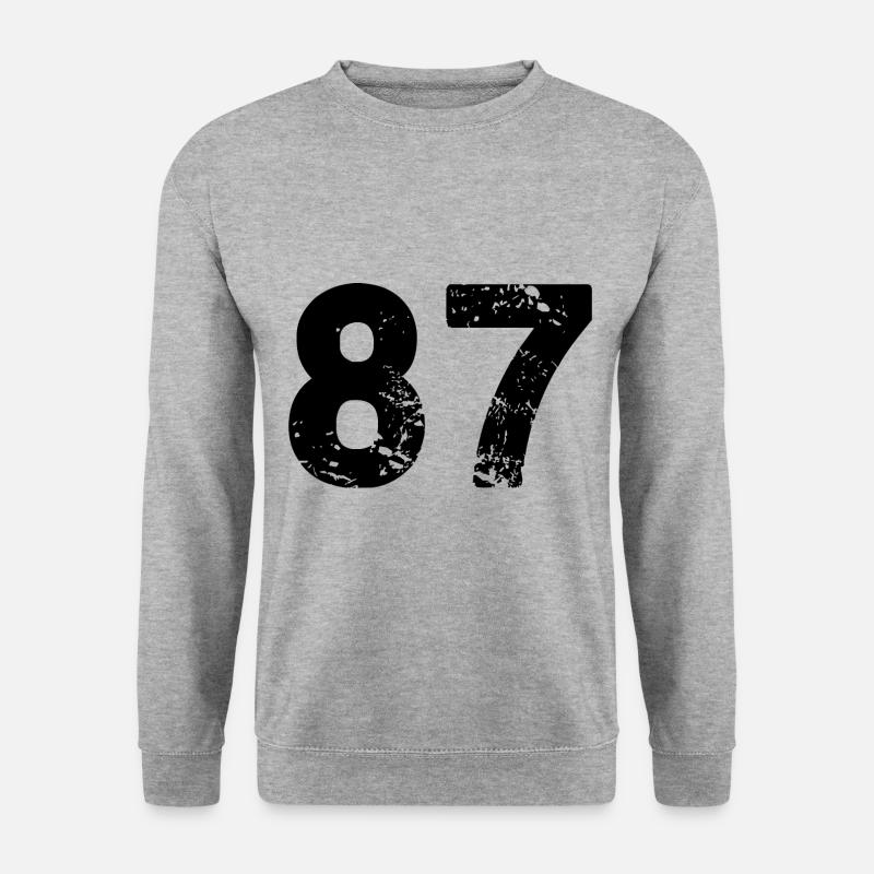 87 Zahl Trikot - Unisex Pullover - Weißgrau meliert