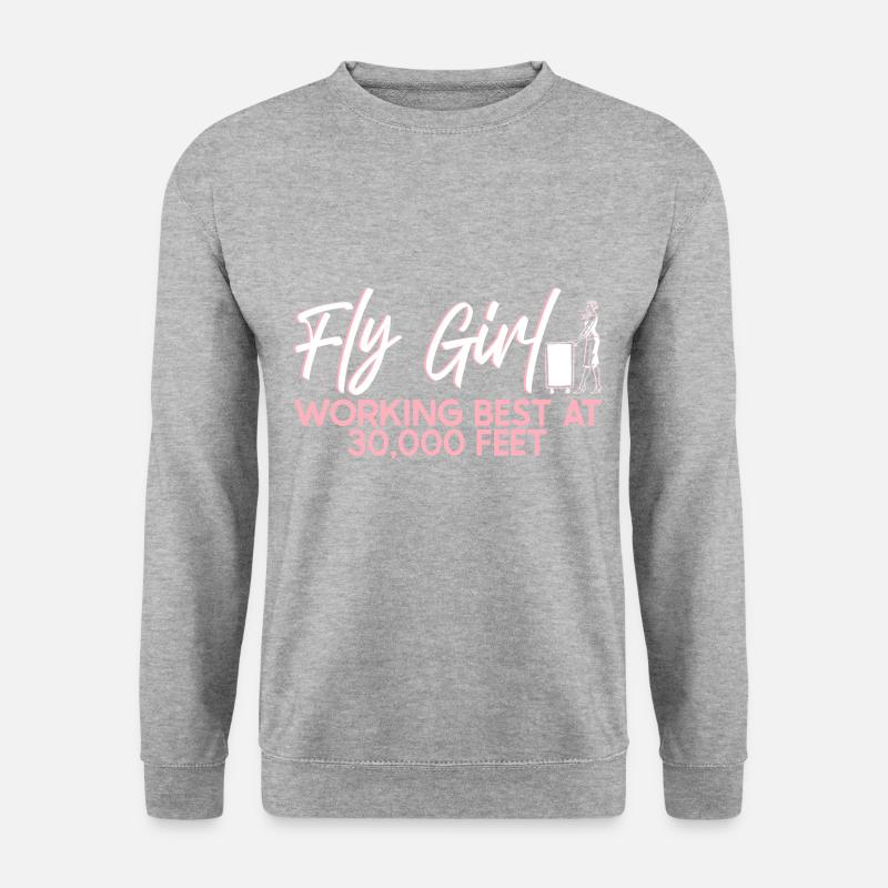 Stewardess Flugbegleiterin Flugzeugfahrt Luftfahrt - Unisex Pullover - Weißgrau meliert