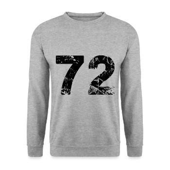 72 Zahl Trikot - Unisex Pullover - Weißgrau meliert - Vorne - Alina (178cm) & Michal (187cm)