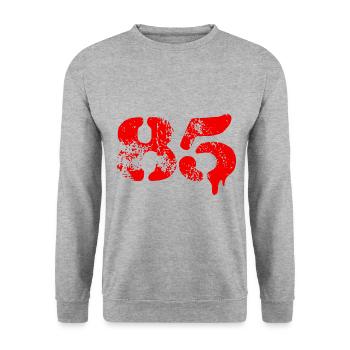 85 number symbol - Unisex Sweatshirt - salt & pepper - Front - Alina (178cm) & Michal (187cm)