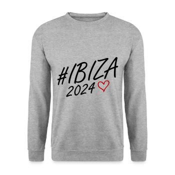 Ibiza 2024 Herz Reise - Unisex Pullover - Weißgrau meliert - Vorne - Alina (178cm) & Michal (187cm)