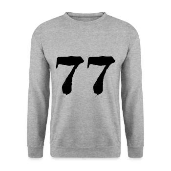 77 Number jersey - Unisex Sweatshirt - salt & pepper - Front - Alina (178cm) & Michal (187cm)