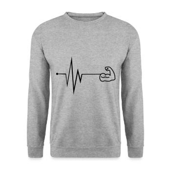 Muscles dumbbell pulse - Unisex Sweatshirt - salt & pepper - Front - Alina (178cm) & Michal (187cm)