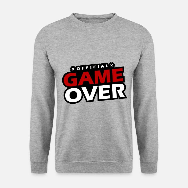 Game Over Spruch - Unisex Pullover - Weißgrau meliert