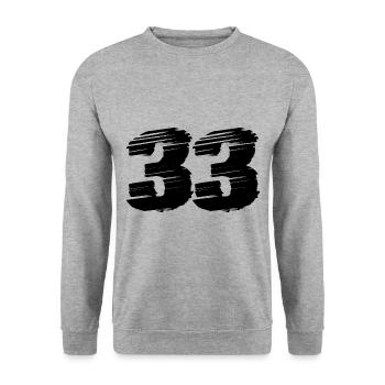33 Maillot numéro - Sweat-shirt Unisexe - gris chiné - Devant - Alina (178cm) & Michal (187cm)