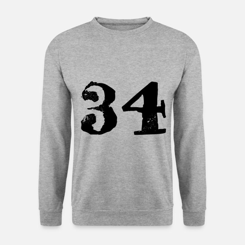 34 Zahl Trikot - Unisex Pullover - Weißgrau meliert