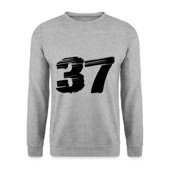37 Numéro maillot - Sweat-shirt Unisexe - gris chiné - Devant - Alina (178cm) & Michal (187cm)