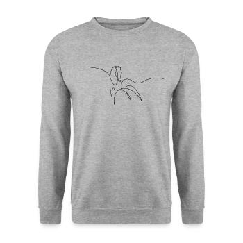 Cheval élégant cavalier lignes minimalistes cheval - Sweat-shirt Unisexe - gris chiné - Devant - Alina (178cm) & Michal (187cm)