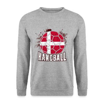 Dänemark Handball - Unisex Pullover - Weißgrau meliert - Vorne - Alina (178cm) & Michal (187cm)