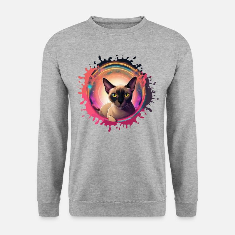 Siamkatze,katze, illustration, Graffiti, bunt - Unisex Pullover - Weißgrau meliert