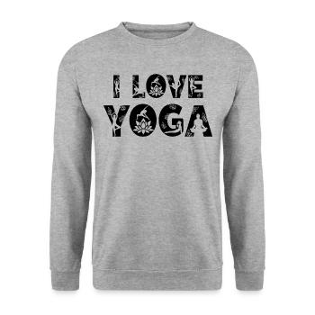 J’aime le yoga Dictons de yoga drôles Yoga - Sweat-shirt Unisexe - gris chiné - Devant - Alina (178cm) & Michal (187cm)