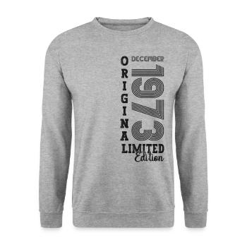 Original December 1973 49th birthday gift - Unisex Sweatshirt - salt & pepper - Front - Alina (178cm) & Michal (187cm)