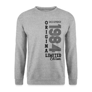Original December 1984 38th Birthday Gift - Unisex Sweatshirt - salt & pepper - Front - Alina (178cm) & Michal (187cm)