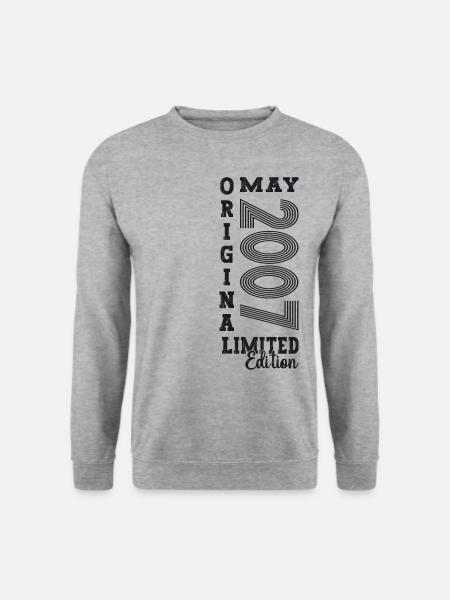 16. Geburtstag Mann ein Original Mai Jahrgang 2007 - Unisex Pullover - Weißgrau meliert
