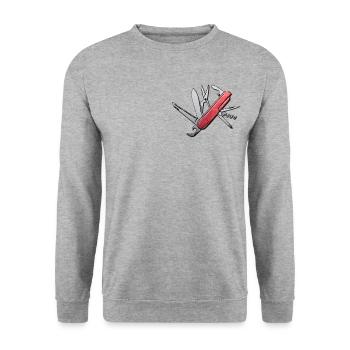 Das Taschenmesser - Alles was du brauchst - Unisex Pullover - Weißgrau meliert - Vorne - Alina (178cm) & Michal (187cm)