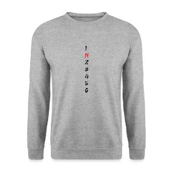 1N23456 - Unisex Pullover - Weißgrau meliert - Vorne - Alina (178cm) & Michal (187cm)