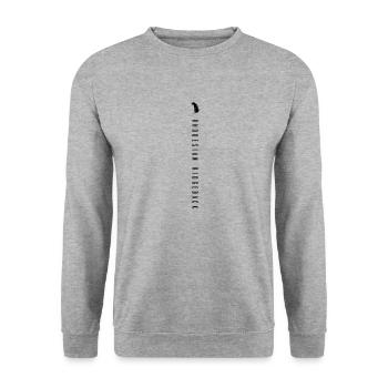 Inscription Rhodesian Ridgeback - verticale - Sweat-shirt Unisexe - gris chiné - Devant - Alina (178cm) & Michal (187cm)