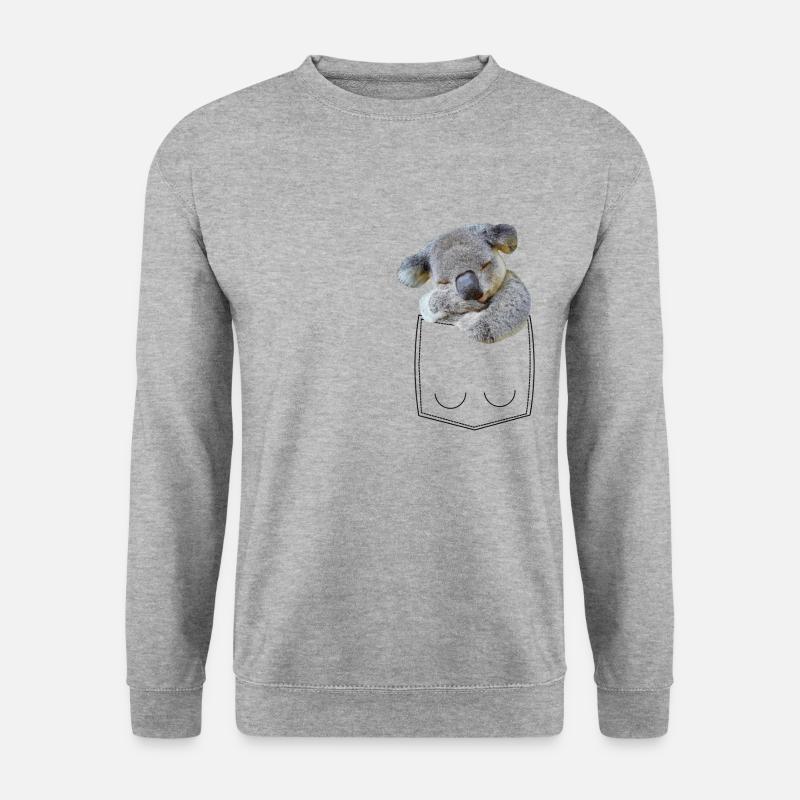 Koala Bär in Brusttasche Hemdtasche - Unisex Pullover - Weißgrau meliert