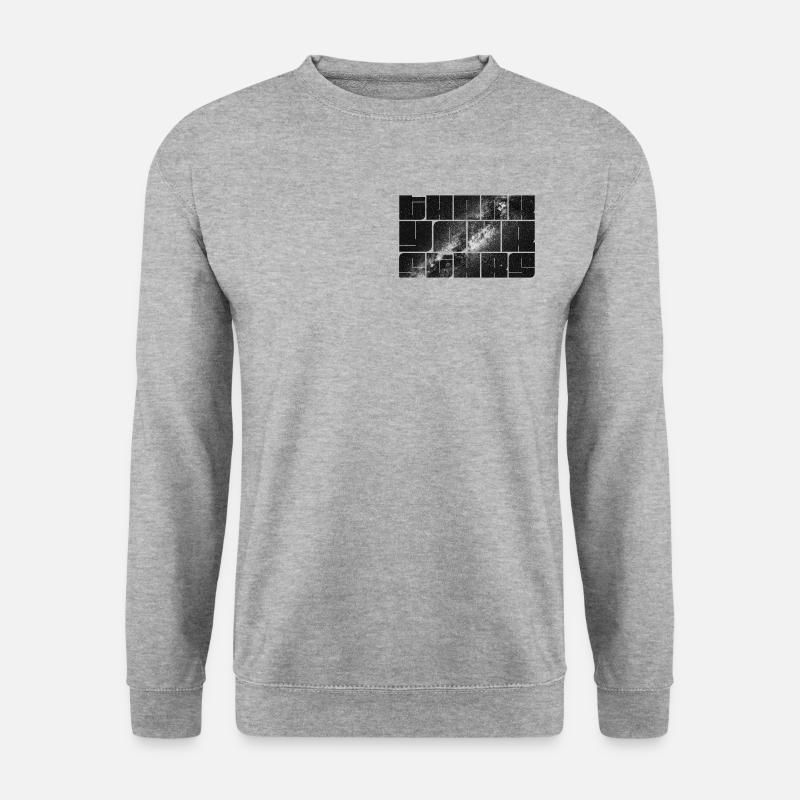 Danke Deinen Sternen Schriftzug mit Milchstraße - Unisex Pullover - Weißgrau meliert
