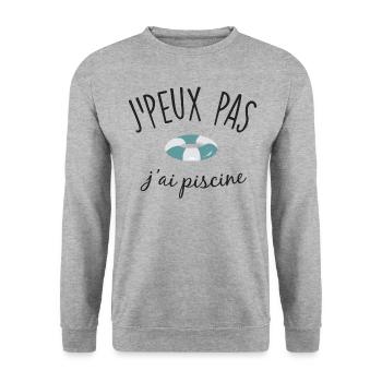 J'peux pas j'ai piscine - Sweat-shirt Unisexe - gris chiné - Devant - Alina (178cm) & Michal (187cm)