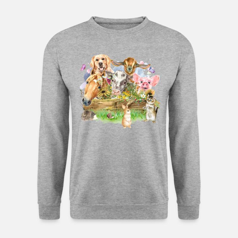 Vieh Aquarell - Unisex Pullover - Weißgrau meliert