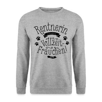 Rentnerin mit Hund Geschenk zur Rente - Unisex Pullover - Weißgrau meliert - Vorne - Alina (178cm) & Michal (187cm)