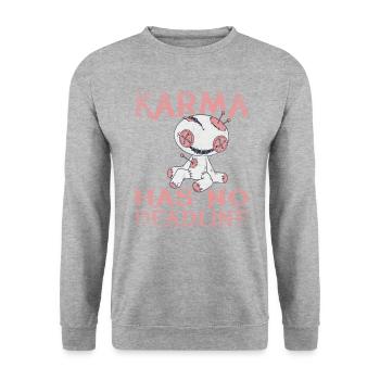Karma n’a pas de date limite - Sweat-shirt Unisexe - gris chiné - Devant - Alina (178cm) & Michal (187cm)