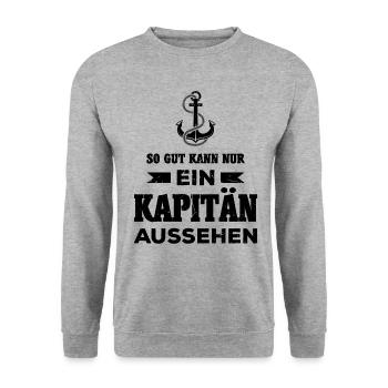 Kapitän Segeln Segelboot Schiff Motorboot Geschenk - Unisex Pullover - Weißgrau meliert - Vorne - Alina (178cm) & Michal (187cm)