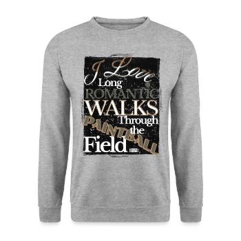 J’adore les longues promenades sur le terrain de paintball, romantique - Sweat-shirt Unisexe - gris chiné - Devant - Alina (178cm) & Michal (187cm)