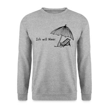 Ich will Meer. - Unisex Pullover - Weißgrau meliert - Vorne - Alina (178cm) & Michal (187cm)