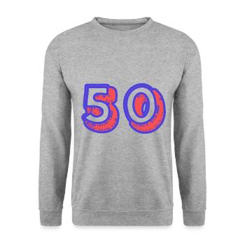 50. 50 YEARS. 50th ANNIVERSARY. 50TH ANNIVERSARY. - Unisex Sweatshirt - salt & pepper - Front - Alina (178cm) & Michal (187cm)