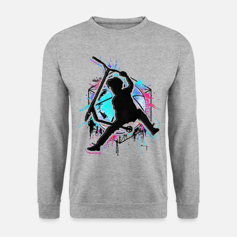 Bunter Stunt Scooter - Farbiger Stuntscooter - Unisex Pullover - Weißgrau meliert