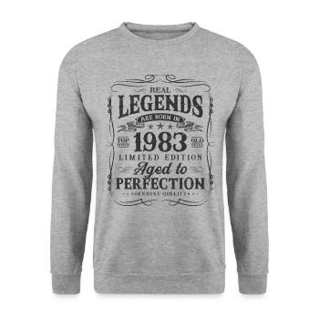 Les légendes sont nées en 1983 - Sweat-shirt Unisexe - gris chiné - Devant - Alina (178cm) & Michal (187cm)