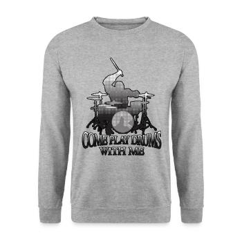 Drummer Gorlira Funny - Unisex Pullover - Weißgrau meliert - Vorne - Alina (178cm) & Michal (187cm)