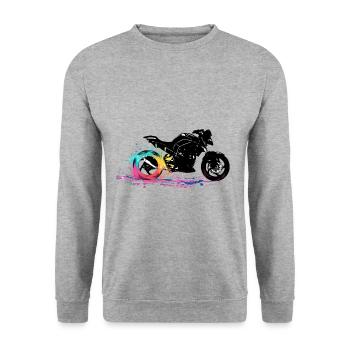 Motorcycle Biker passion moto gp - Unisex Sweatshirt - salt & pepper - Front - Alina (178cm) & Michal (187cm)