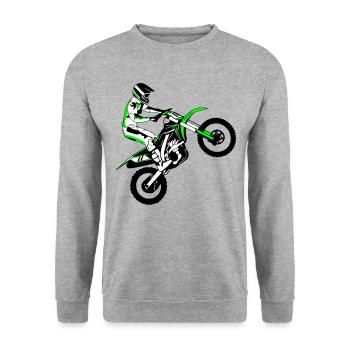 Motocross - Moto Cross - Supercross - MX - SX - Unisex Pullover - Weißgrau meliert - Vorne - Alina (178cm) & Michal (187cm)