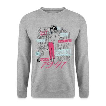 Vintage 1941 Birthday Gift 1941 Girl 1941 - Unisex Sweatshirt - salt & pepper - Front - Alina (178cm) & Michal (187cm)