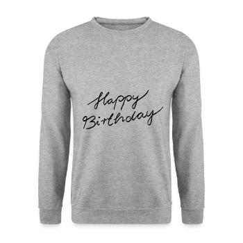 Happy Birthday lettering - Unisex Sweatshirt - salt & pepper - Front - Alina (178cm) & Michal (187cm)