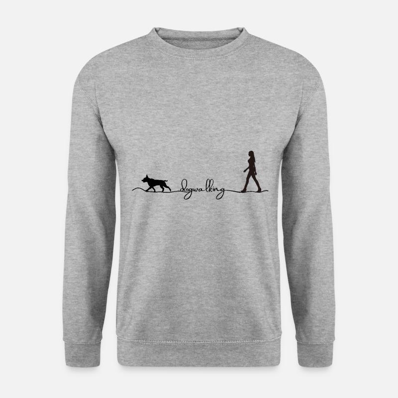 Dogwalking schwarz - Unisex Pullover - Weißgrau meliert