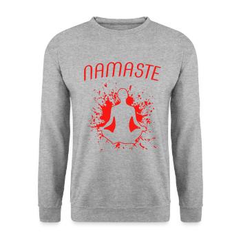 namaste - Unisex Pullover - Weißgrau meliert - Vorne - Alina (178cm) & Michal (187cm)