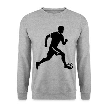 Fussballer Silhouette Fussball Spieler Mann - Unisex Pullover - Weißgrau meliert - Vorne - Alina (178cm) & Michal (187cm)