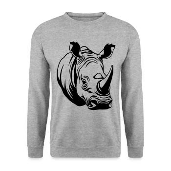 Rhino Animal Welfare Symbol - Unisex Sweatshirt - salt & pepper - Front - Alina (178cm) & Michal (187cm)