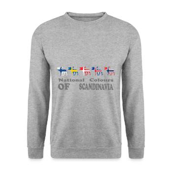 scandinavian moose flag gift - Unisex Sweatshirt - salt & pepper - Front - Alina (178cm) & Michal (187cm)