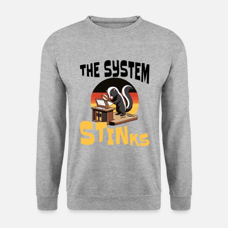 Politik System Stinkt - Unisex Pullover - Weißgrau meliert